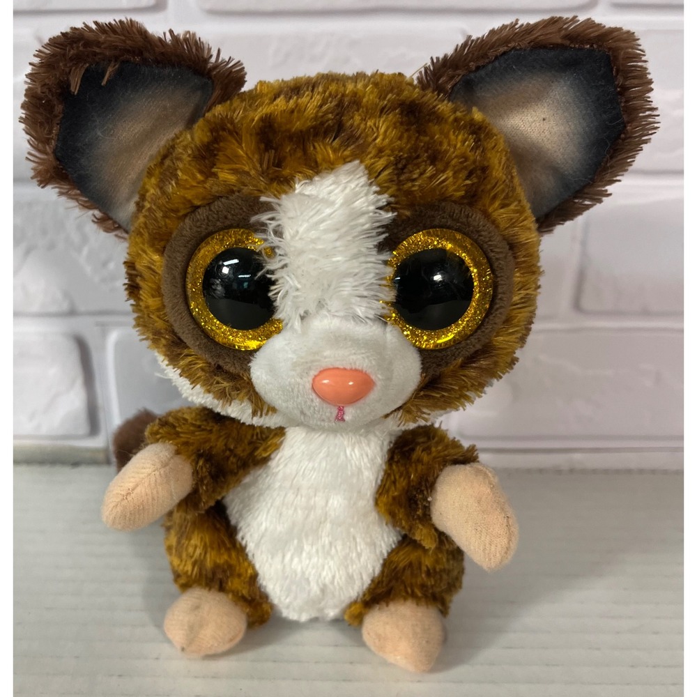 Ty Beanie Boos Plush Toy Kids 6 Inch Brown Binky Bush Baby Glitter Eyes